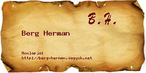 Berg Herman névjegykártya